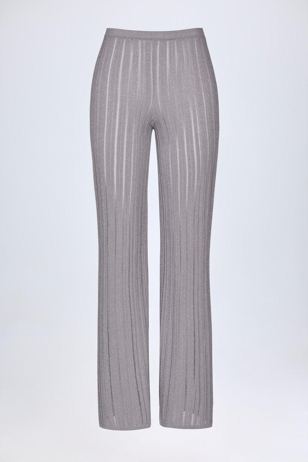 Chic Mid-Rise Flared Trousers in Silver