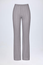 Chic Mid-Rise Flared Trousers in Silver