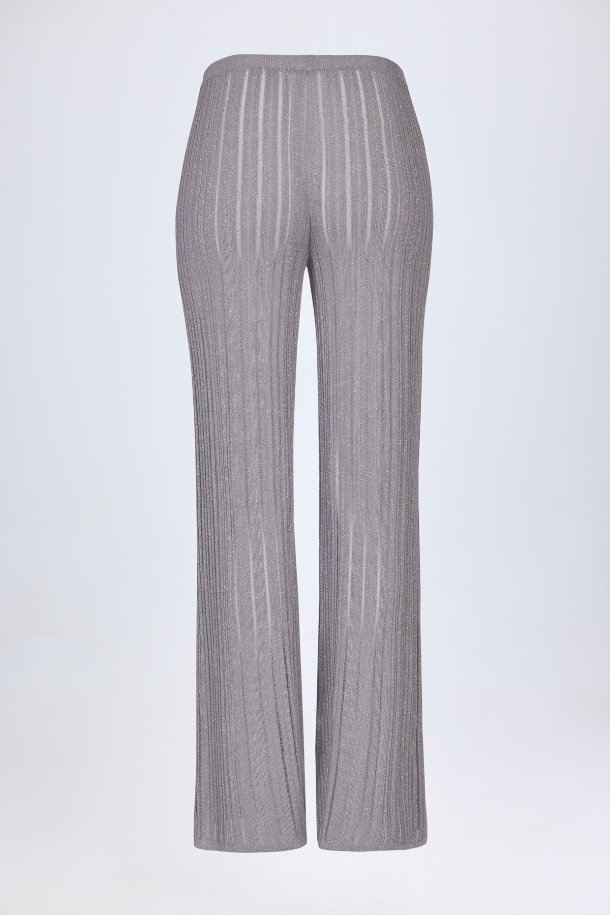Chic Mid-Rise Flared Trousers in Silver