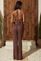 Chic Mid-Rise Flared Trousers in Bronze