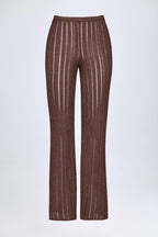 Chic Mid-Rise Flared Trousers in Bronze
