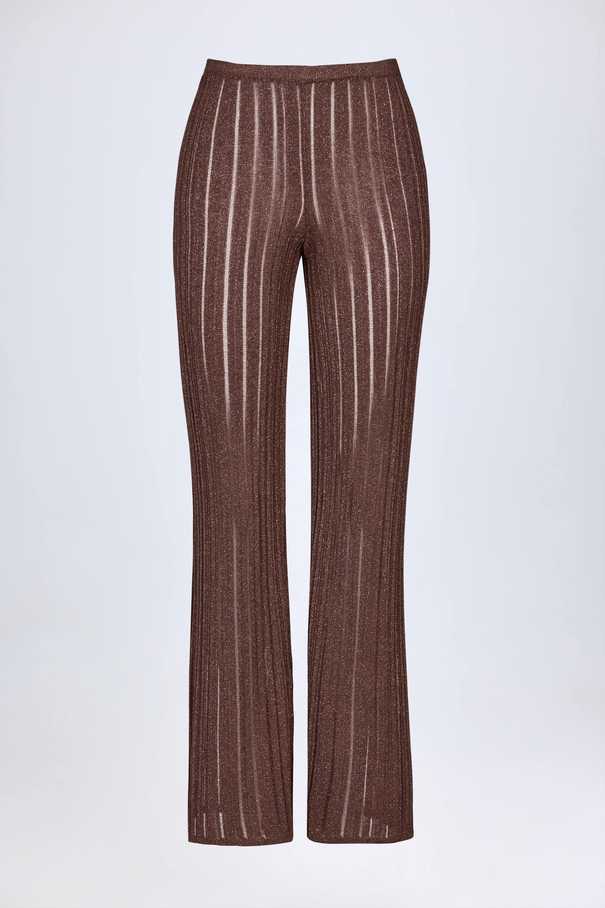 Chic Mid-Rise Flared Trousers in Bronze