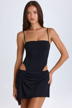 Chic Draped Cut-Out Mini Dress in Black