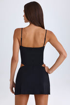 Chic Draped Cut-Out Mini Dress in Black