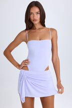 Chic Draped Cut-Out Mini Dress in Soft Lilac