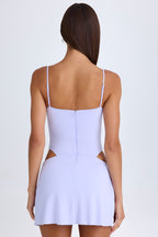 Chic Draped Cut-Out Mini Dress in Soft Lilac