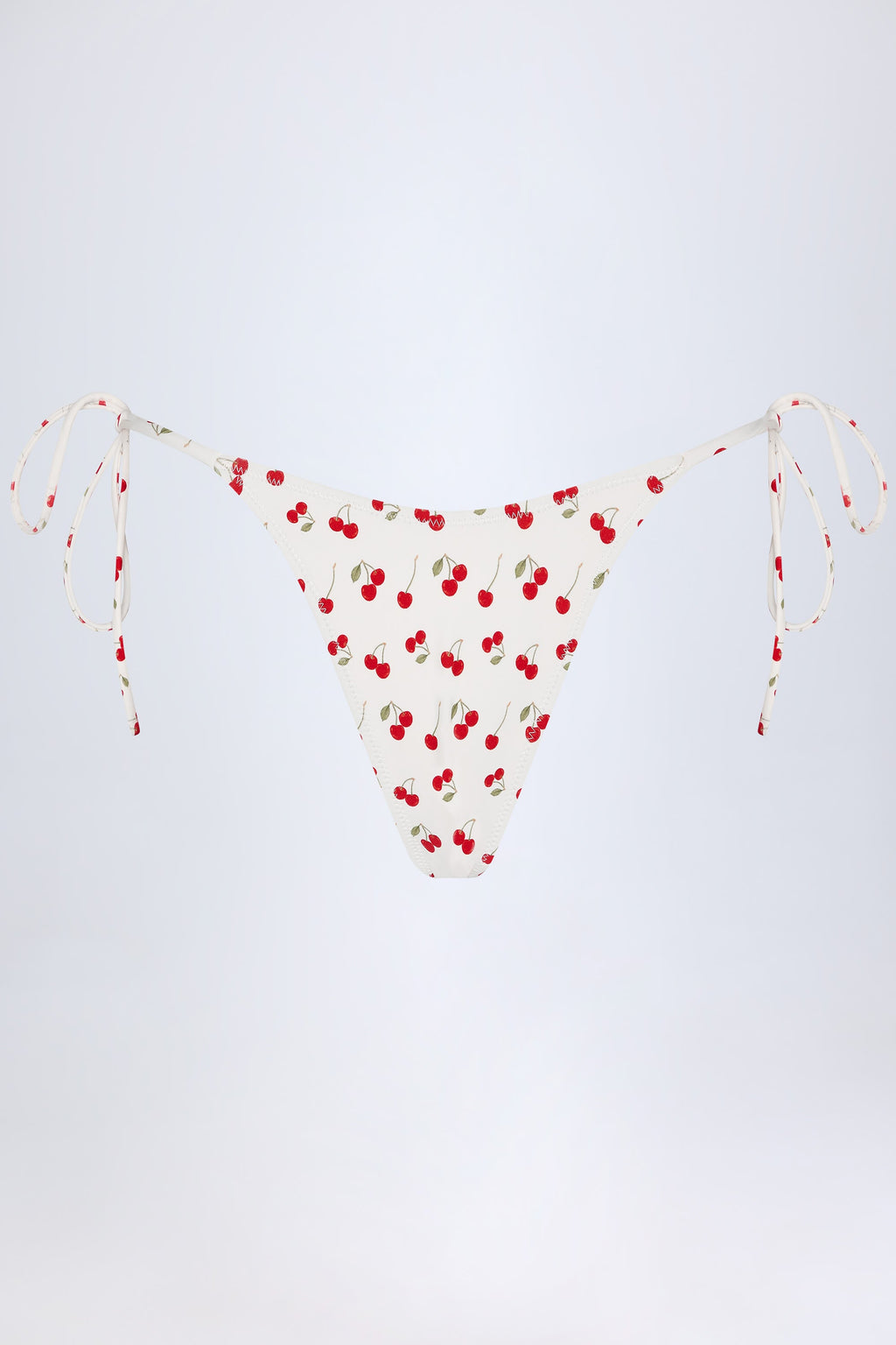 Chic Side-Tie Cheeky Bikini Bottoms in Cherry Print