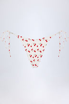 Chic Side-Tie Cheeky Bikini Bottoms in Cherry Print