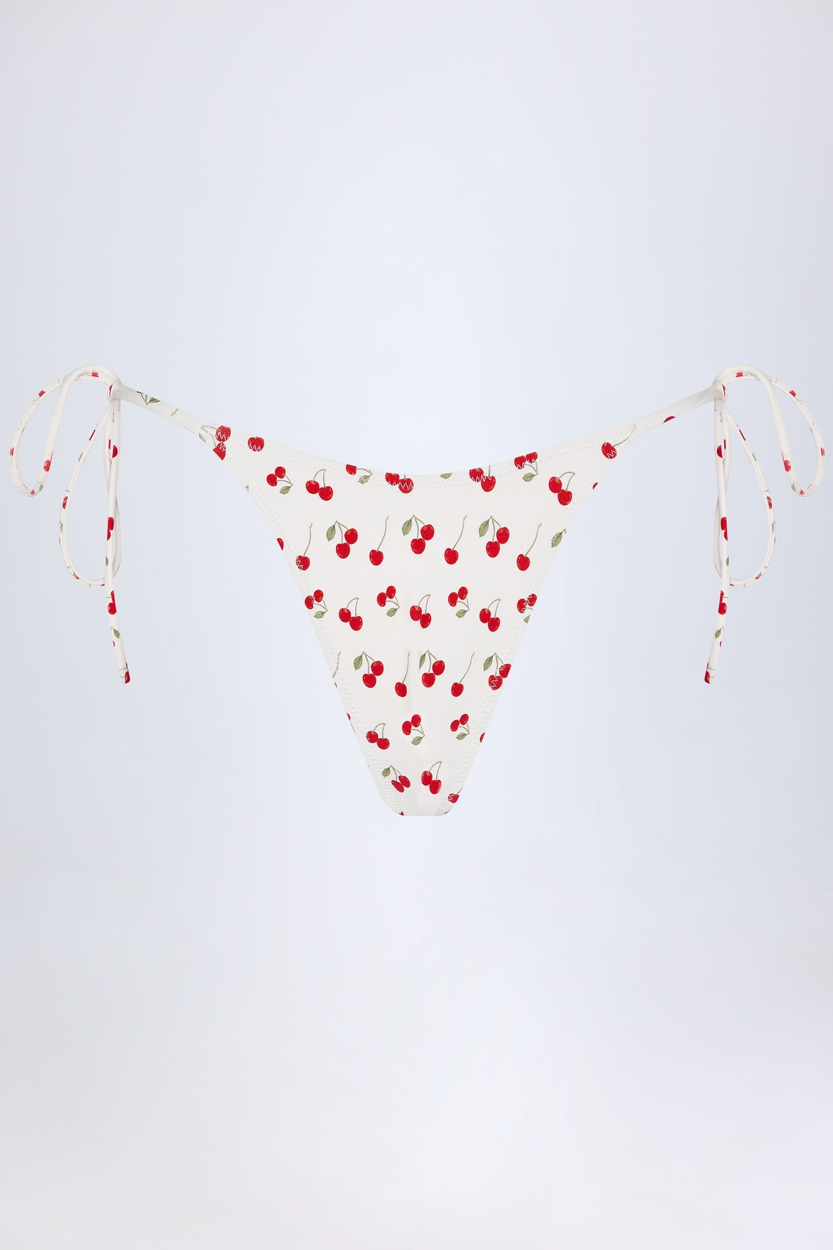 Chic Side-Tie Cheeky Bikini Bottoms in Cherry Print