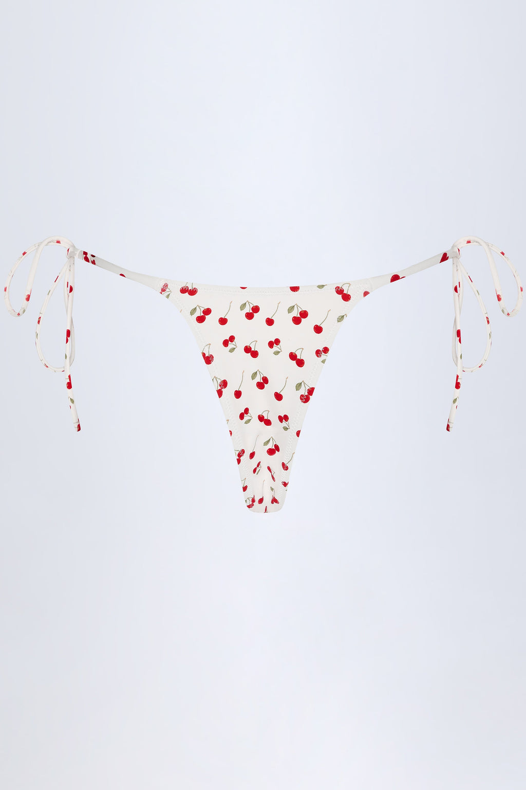 Chic Side-Tie Cheeky Bikini Bottoms in Cherry Print