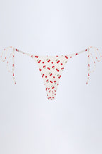 Chic Side-Tie Cheeky Bikini Bottoms in Cherry Print
