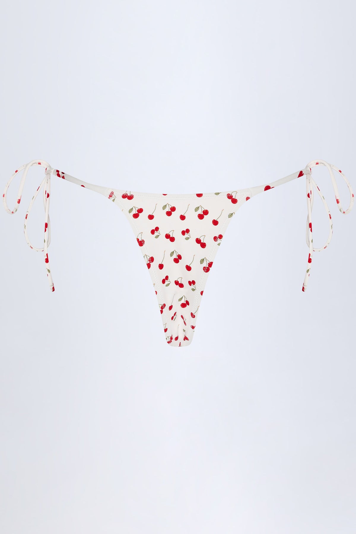 Chic Side-Tie Cheeky Bikini Bottoms in Cherry Print
