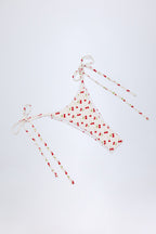 Chic Side-Tie Cheeky Bikini Bottoms in Cherry Print