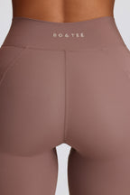 Chic Soft Active V-Waist Pocket Flared Leggings in Mocha