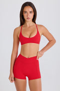 Chic Soft Active Pocket V-Waist Mini Shorts in Strawberry