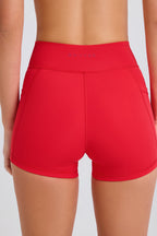 Chic Soft Active Pocket V-Waist Mini Shorts in Strawberry