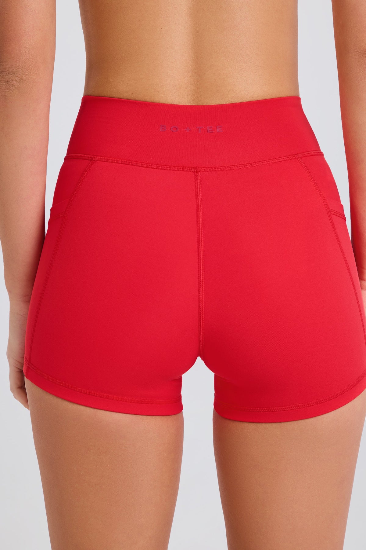 Chic Soft Active Pocket V-Waist Mini Shorts in Strawberry