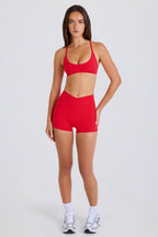 Chic Soft Active Pocket V-Waist Mini Shorts in Strawberry