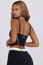 Chic Soft Active Layered Cropped Tank Top in Black
