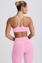 Chic Soft Active Sweetheart-Neck Sports Bra in Baby Pink
