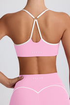 Chic Soft Active Sweetheart-Neck Sports Bra in Baby Pink