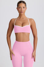 Chic Soft Active Sweetheart-Neck Sports Bra in Baby Pink