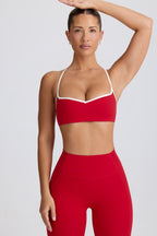 Chic Soft Active Sweetheart-Neck Sports Bra in Hot Red