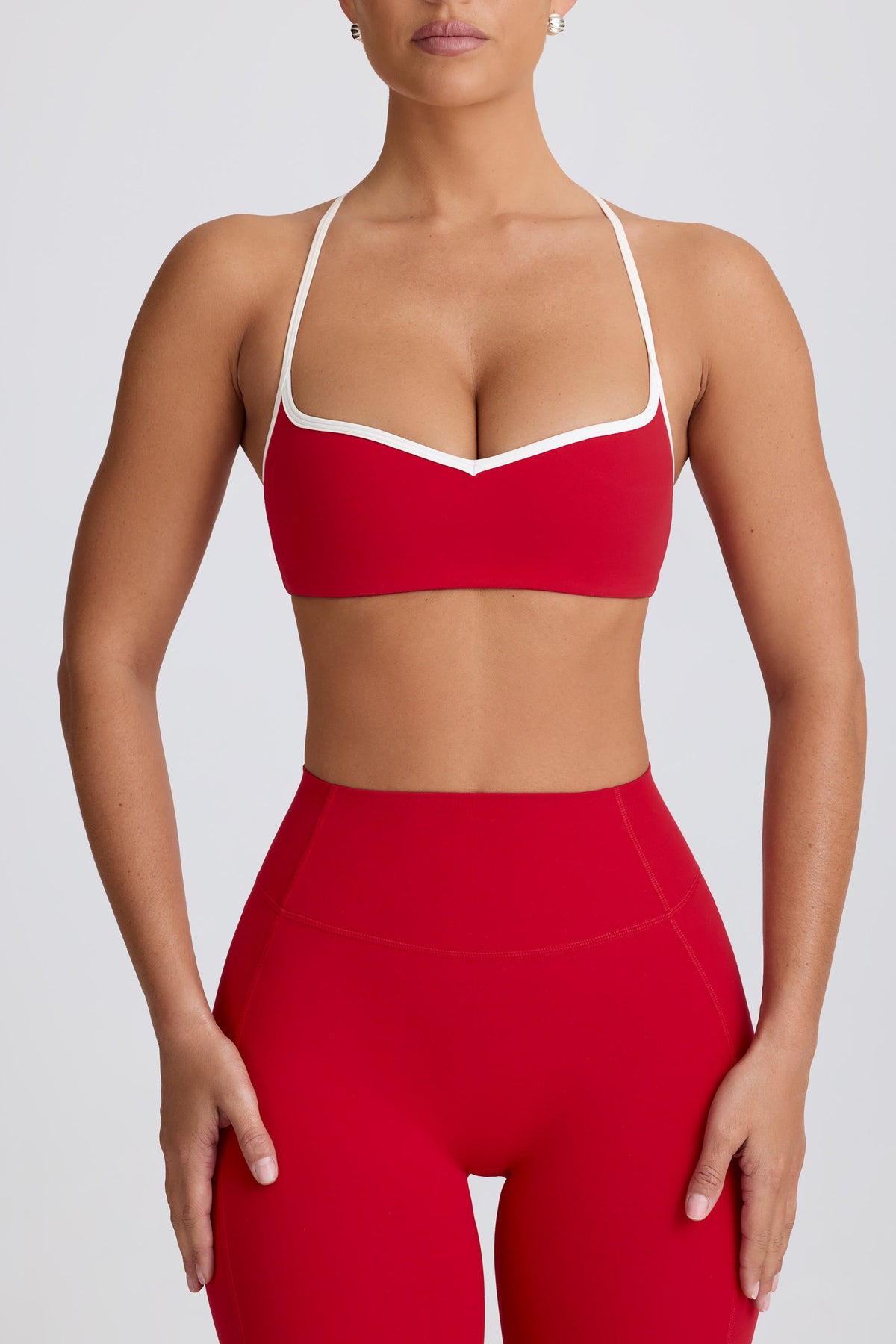 Chic Soft Active Sweetheart-Neck Sports Bra in Hot Red