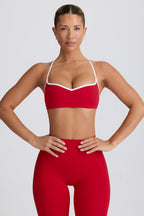 Chic Soft Active Sweetheart-Neck Sports Bra in Hot Red