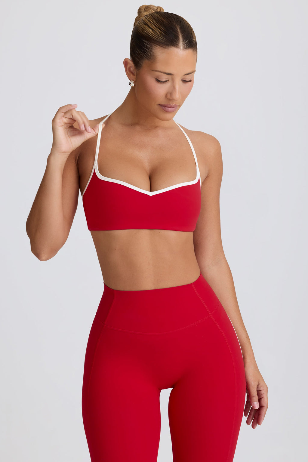 Chic Soft Active Sweetheart-Neck Sports Bra in Hot Red