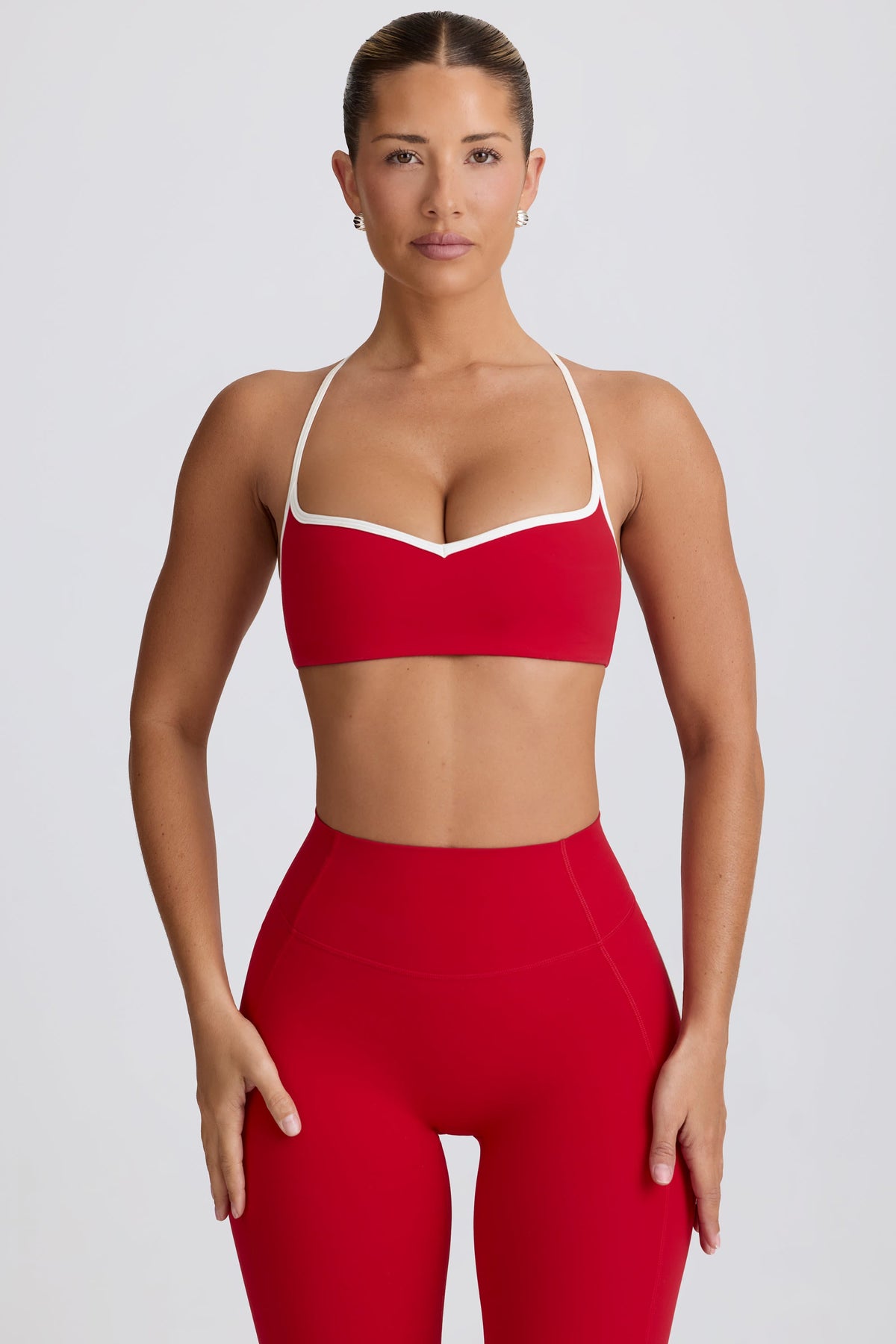 Chic Soft Active Sweetheart-Neck Sports Bra in Hot Red