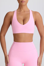 Chic Soft Active V-Neck Sports Bra in Baby Pink