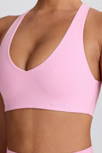 Chic Soft Active V-Neck Sports Bra in Baby Pink