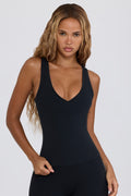 Chic Soft Active V-Neck Tank Top in Black