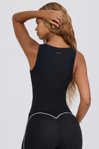 Chic Soft Active V-Neck Tank Top in Black