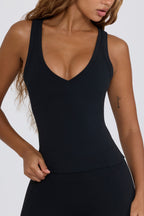 Chic Soft Active V-Neck Tank Top in Black
