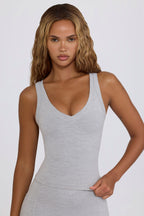 Chic Soft Active V-Neck Tank Top in Grey Marl