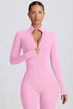 Chic Soft Active Zip-Up Jacket in Baby Pink