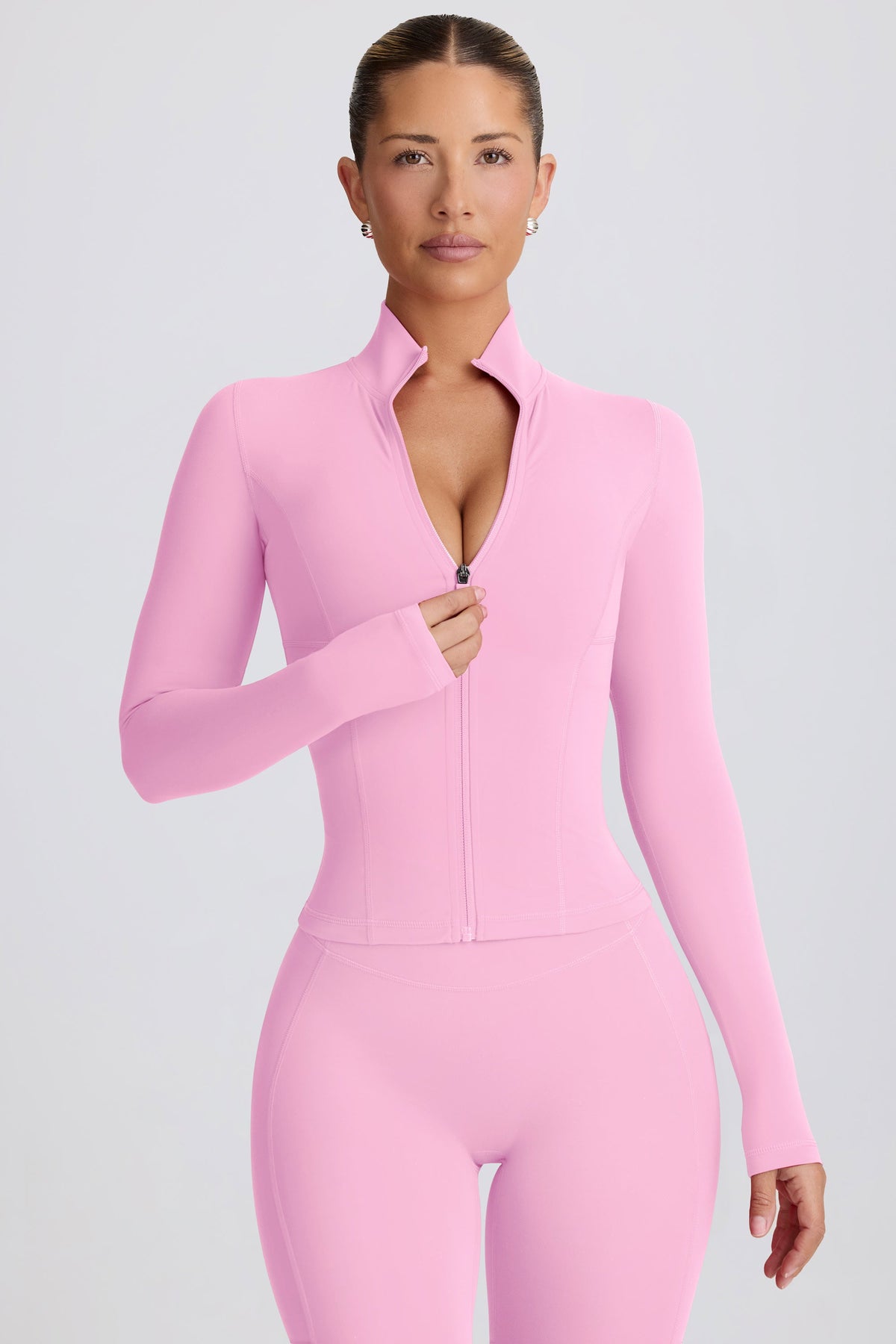 Chic Soft Active Zip-Up Jacket in Baby Pink