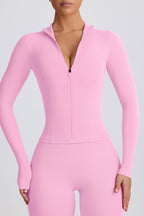 Chic Soft Active Zip-Up Jacket in Baby Pink