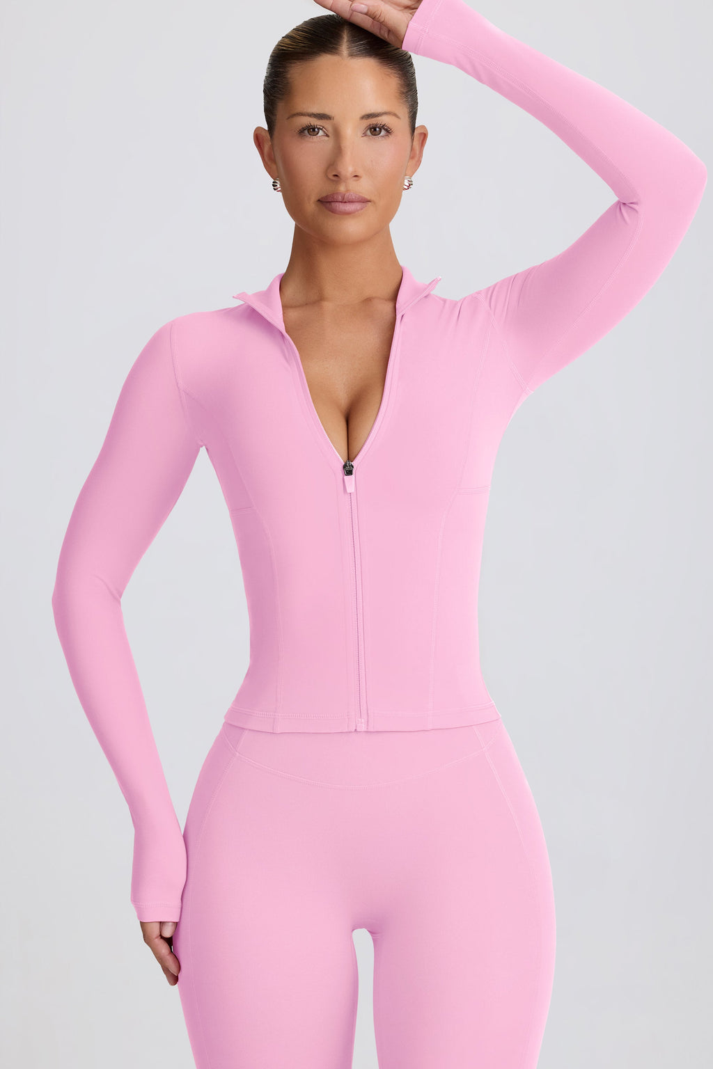 Chic Soft Active Zip-Up Jacket in Baby Pink