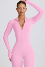 Chic Soft Active Zip-Up Jacket in Baby Pink