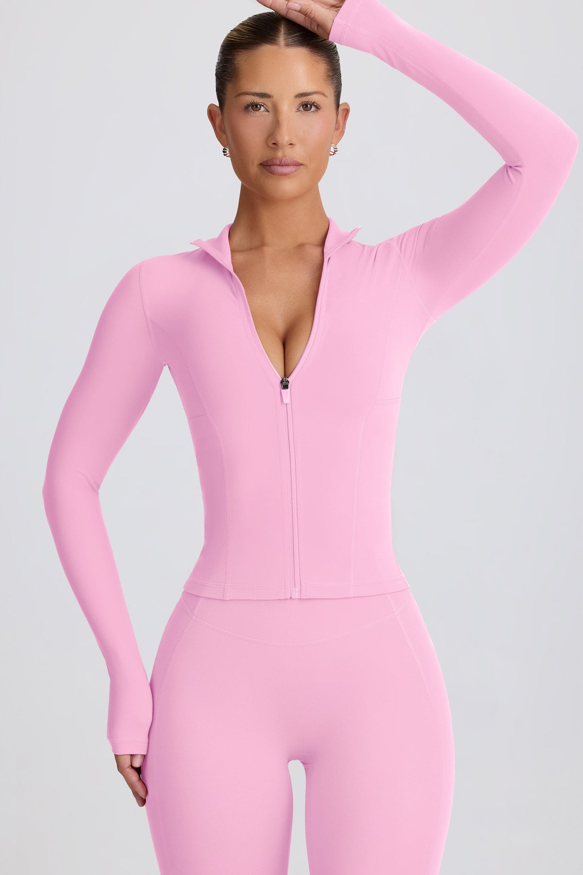 Chic Soft Active Zip-Up Jacket in Baby Pink
