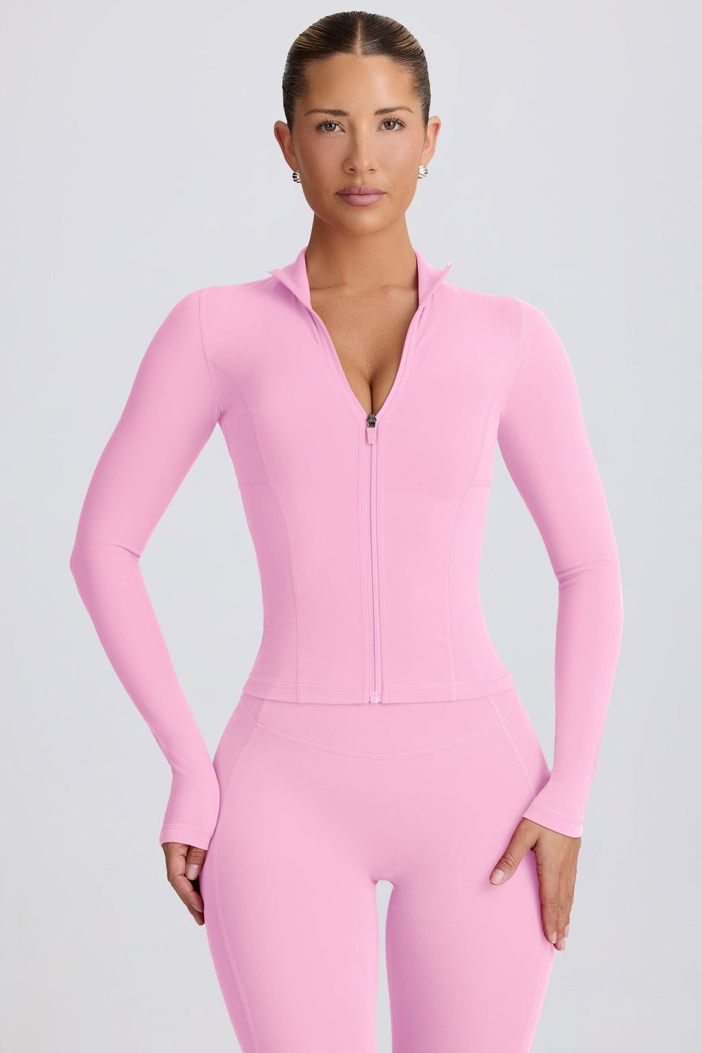 Chic Soft Active Zip-Up Jacket in Baby Pink