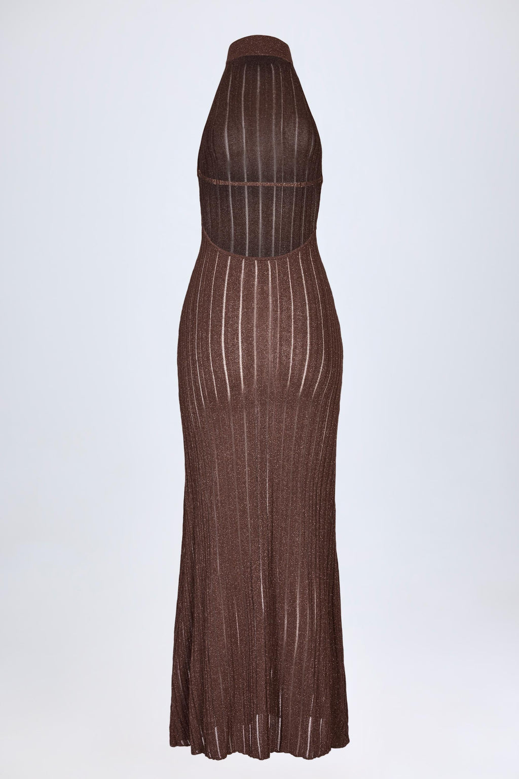 Chic Backless Halterneck Maxi Dress in Bronze