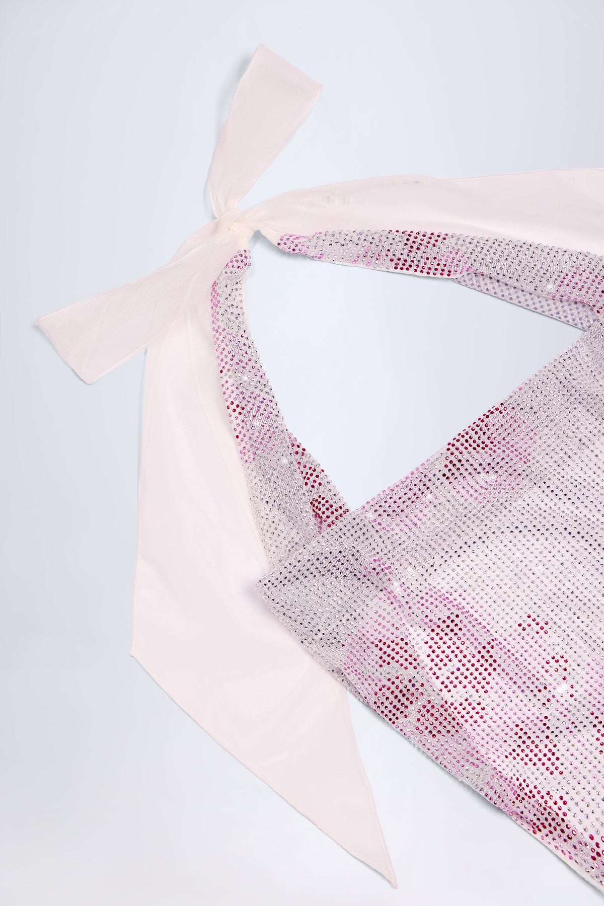 Chic Embellished Cowl-Neck Maxi Dress in Pink White Hotfix