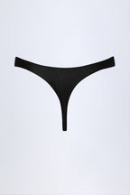 Chic Hardware-Detail Thong Bikini Bottoms in Black