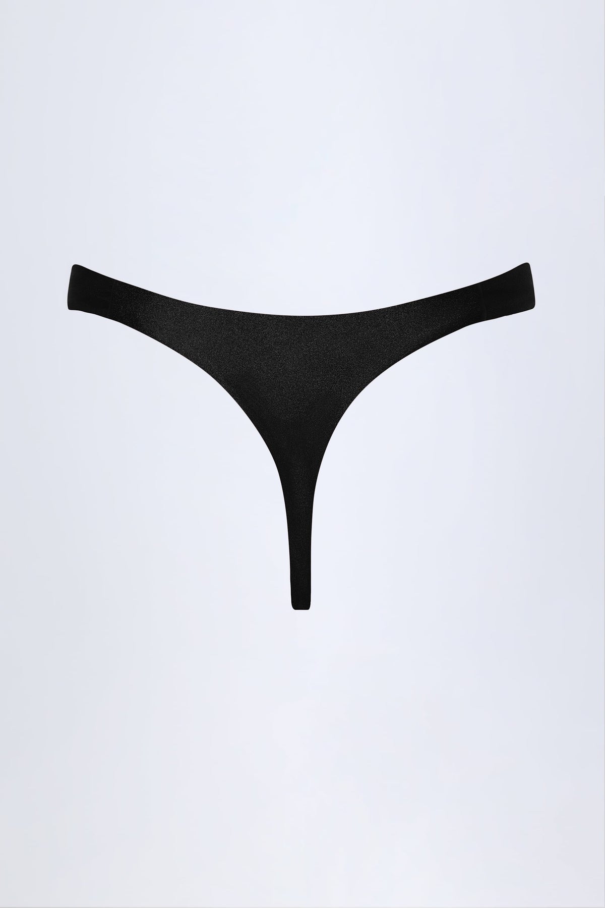 Chic Hardware-Detail Thong Bikini Bottoms in Black