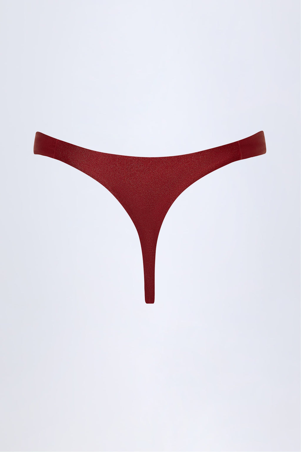 Chic Hardware-Detail Thong Bikini Bottoms in Dark Cherry