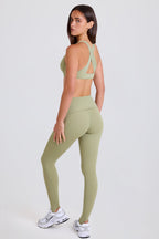 Chic Foldover Mid-Rise Stirrup Leggings in Matcha